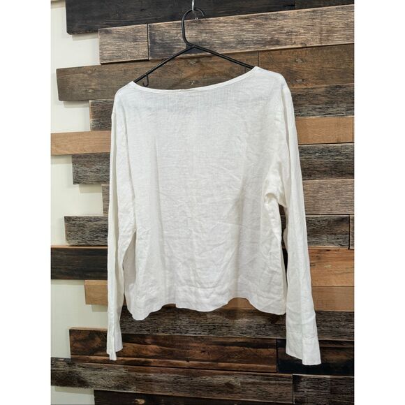 Flax NWOT linen button front shirt white relaxed fit size S small - Picture 3 of 7